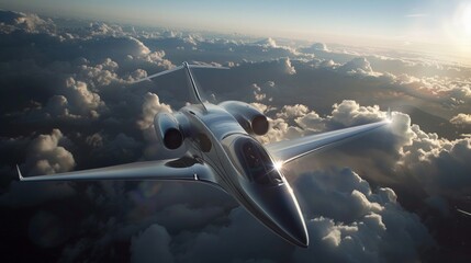 Private Jet aircraft in the sky