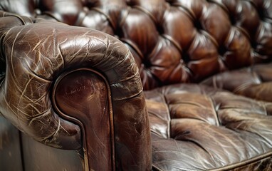 Obraz premium brown leather upholstery HD 8K wallpaper Stock Photographic Image