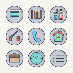 Vector icons rolling, portal and profile systems. Colored icons line