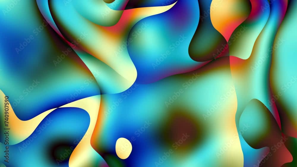 Sticker distorted neon glowing lines abstract background on black background. 4k loop