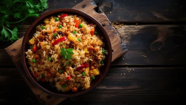 Delicious Fried Rice with Space for Copy