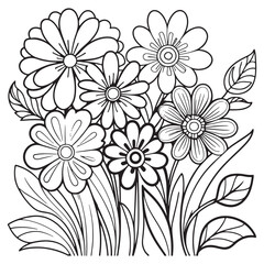 Fototapeta na wymiar Luxury floral outline drawing coloring book pages line art sketch 