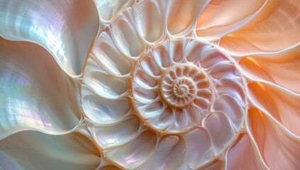 Closeup of a vibrant and colorful nautilus shell