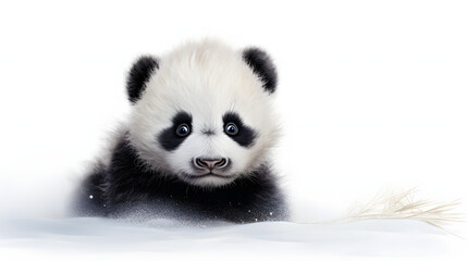 Naklejka premium Panda cub on white background, little panda on white background