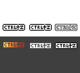 Pixel art outline sets icon of ctrl z key in variation color.Ctrl z undo icon on pixelated style. 8bits perfect for game asset or design asset element for your game design. Simple pixel art icon