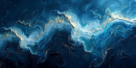 Abstract blue ocean waves - obrazy, fototapety, plakaty