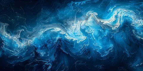 Wandcirkels tuinposter Abstract blue ocean waves © toomi123