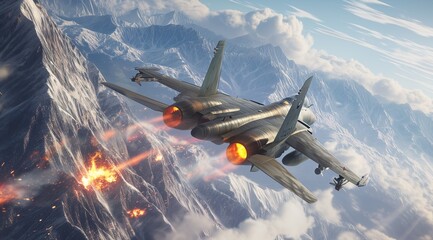 modern fifth generation combat air fighter jet in sky, advanced stealth military aircraft flying