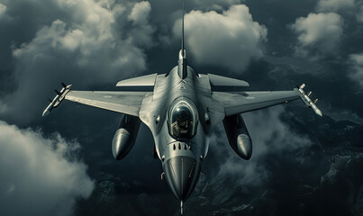 modern fourth generation combat air fighter jet in sky, advanced stealth military aircraft flying