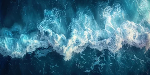 Fotobehang Fractale golven Abstract blue ocean waves