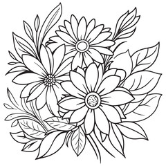 Luxury floral outline drawing coloring book pages line art sketch
