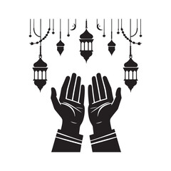 Ramadan Praying Hands Silhouette - An Ethereal Representation of Spiritual Devotion
