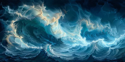 Fototapete Abstract blue ocean waves © toomi123