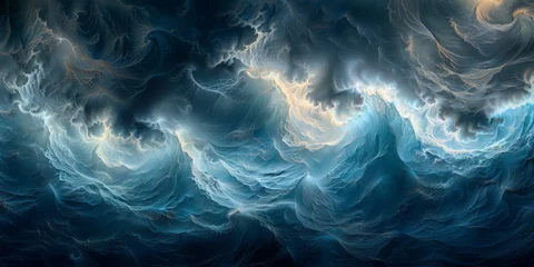 Poster Abstract blue ocean waves © toomi123