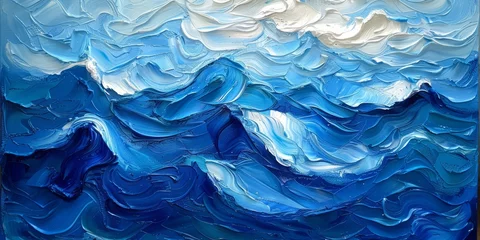 Fotobehang Abstract blue ocean waves © toomi123