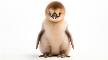 Penguin chick on white background