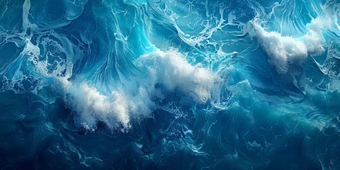 Gordijnen Abstract blue ocean waves © toomi123