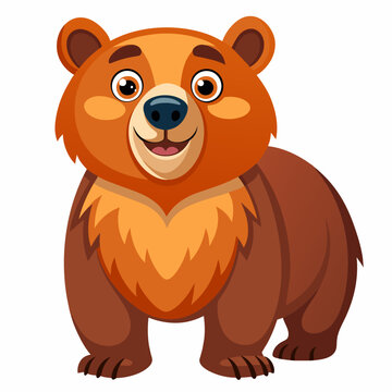 brown bear cartoon vector on white background