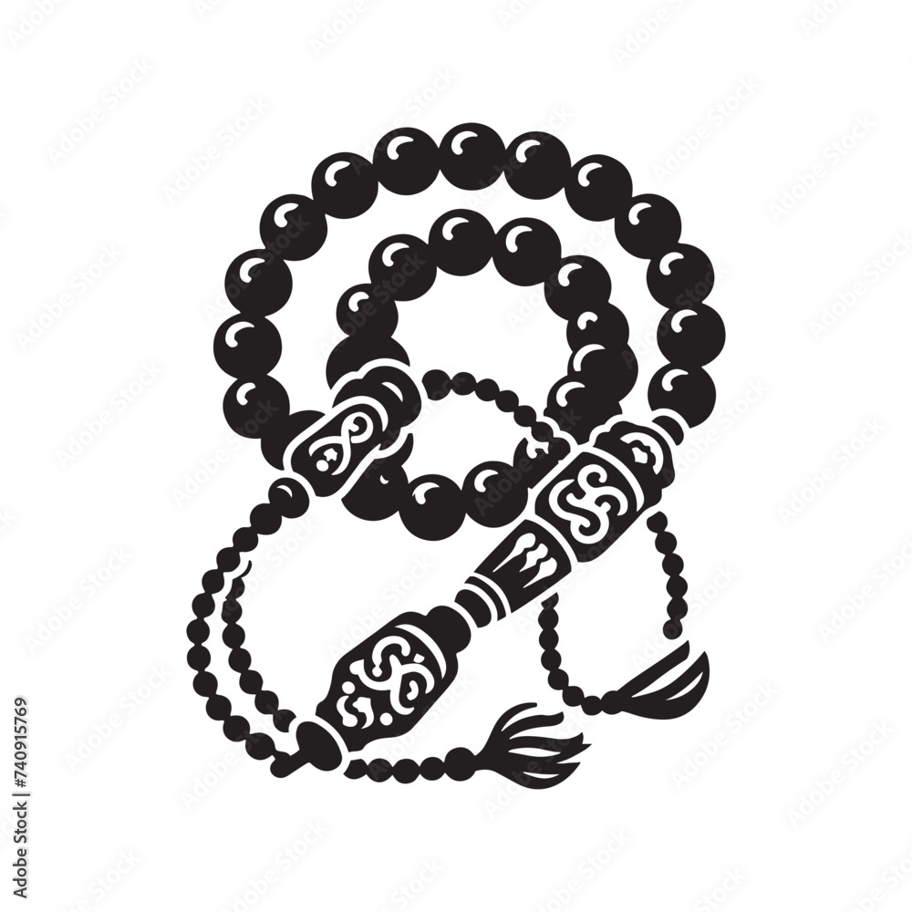 Wall mural exquisite ramadan prayer beads silhouette - elevate your creative projects with artistic flair and p