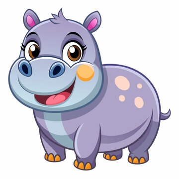 hippo cartoon vector islolated on white background 