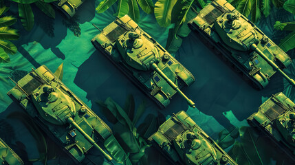 toy military tank pattern, war and conflict illustration concept, heavy weapon industry wallpaper