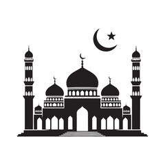 Minimallest Mosque Silhouette - A Tranquil Display of Architectural Elegance and Timeless Beauty with Mosque Illustration
