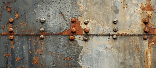 A detailed shot of a weathered metal surface and screws, contrasting with the surrounding wood, flooring, and bricks in the background.