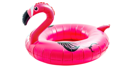 Pink Flamingo Inflatable Pool Float Isolated on Transparent Background