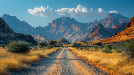 close up of a washboard gravel road in Namibia, generate AI - obrazy, fototapety, plakaty