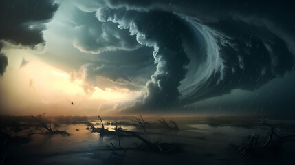 Tornado background, natural disaster concept