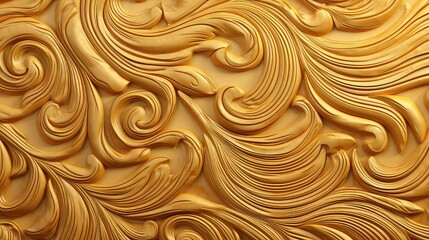 3 D render. golden Carved wood background