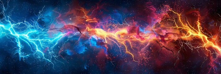 Abstract Cosmic Energy with Vibrant Lightning and Space Texture