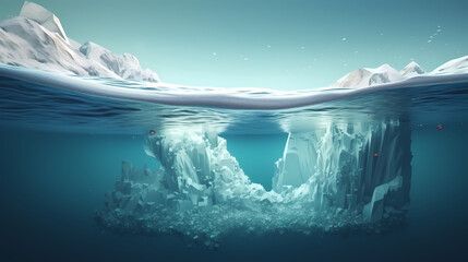Iceberg, hidden danger and global warming concept