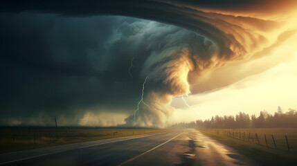 Powerful tornado, catastrophic natural phenomenon