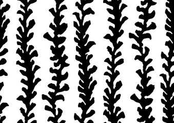 halfdrop pattern with seaweed strips abstract floral design elements. Trendy graphical repeat in black and white colors. Seamless texture in hipster style for beach swimsuit, female active wear, print - 740921522