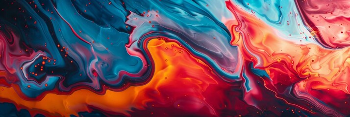 Dynamic Abstract Fluid Art with Colorful Swirling Textures and Vibrant Contrast