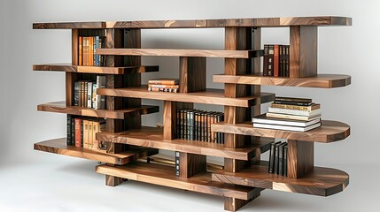 A bookshelf with adjustable shelves on tracks, allowing for easy customization of shelf heights and configurations to accommodate changing storage needs over time