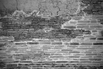 Wall the style vintage black gray background of old cement brick texture has white many horizontal...