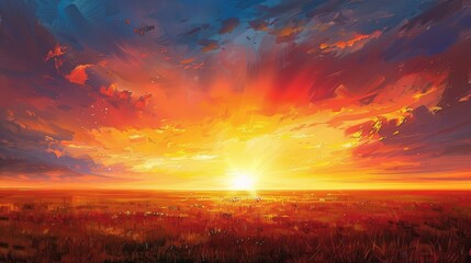 Fototapeta premium Glowing Sunset: Painting the Sky with Radiance