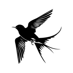 Silhouette swallow bird flaying black color only full body - obrazy, fototapety, plakaty