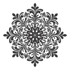 Silhouette mandala flower snowflake shaped black color only