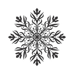 Silhouette mandala flower snowflake shaped black color only