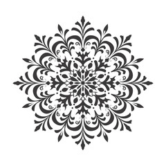 Silhouette mandala flower snowflake shaped black color only