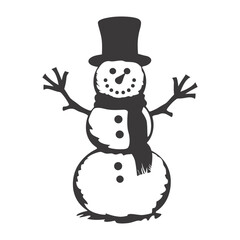 Silhouette snowman black color only full body