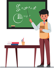teacher on lesson at blackboard in classroom vector illustration