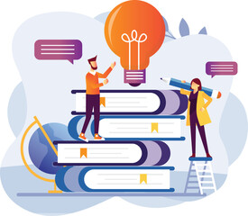 Read Books And Group Study Knowlege idea Sharing Vector Illustration