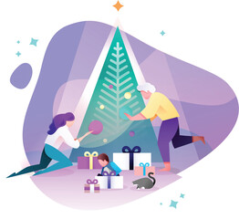 People are celebrating Christmas ceremony party and event Concept Vector Illustration