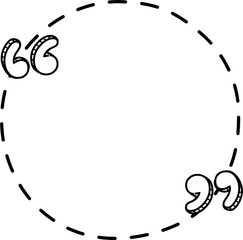 Black and white dashed line speech bubble balloon with quotation marks, icon sticker memo keyword planner text box banner, flat png transparent element design