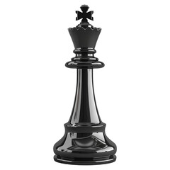 a black full king chess piece, isolated on transparent background