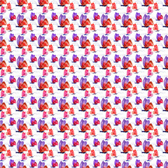 Fototapeta premium Watercolor seamless pattern with multicolored butterflies